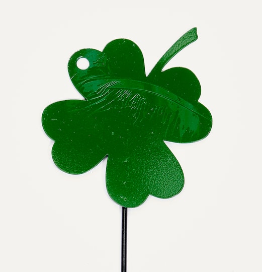 Worth Imports 15" Green Iron Clover Leaf Garden Stake